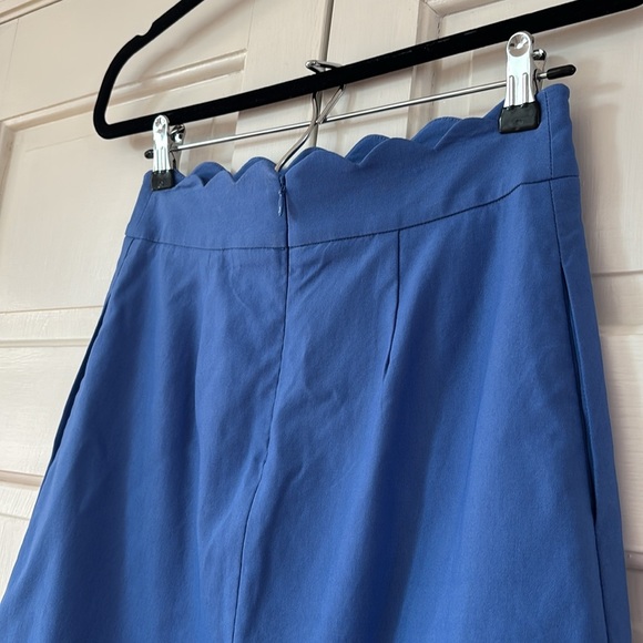 J.MCLAUGHLIN Cameron Skirt Vista Blue Stretch Preppy A-Line Scallop Hem Size 0 - Picture 7 of 11